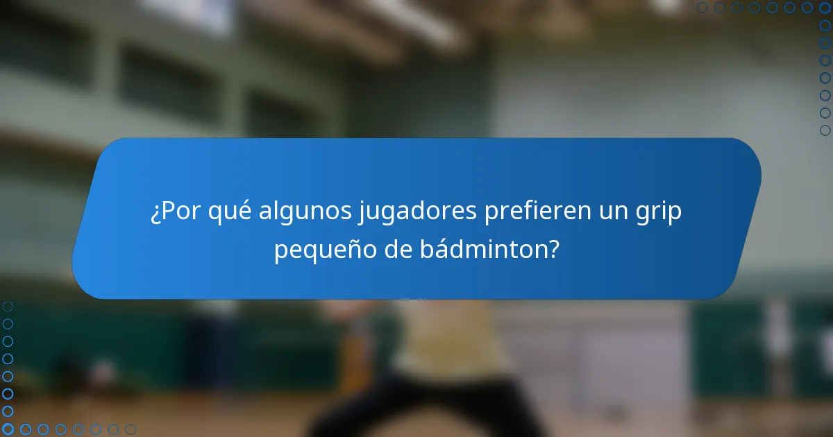 ¿Por qué algunos jugadores prefieren un grip pequeño de bádminton?